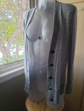 GAP Light Gray Button-Front Women's Cardigan 100% Merino Wool